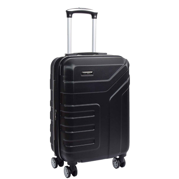 Hard Shell Cabin Bag Expandable 4 Wheeled Spinner Luggage Rio Black 3