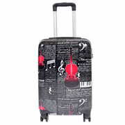 Dual 4 Wheel Luggage Hard Shell Music Print BELMORE 1