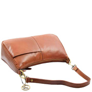 Womens Detachable Straps Leather Shoulder Bag ELLA Cognac 4