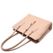 Womens Genuine Leather Shoulder Bag A4 Size Classic Handbag A062 Taupe