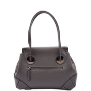 Womens Premium Leather Shoulder Bag Zip Top Casual Outgoing Tote Fashion Handbag A7135 Grey