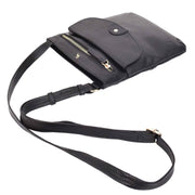 Womens Leather Crossbody Sling Bag Multi Pockets Messenger Skye Black