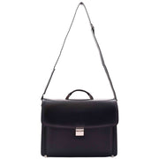 Mens Leather Briefcase Italian Cowhide Business Office Laptop Satchel Bag A206 Black