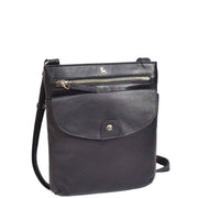 Womens Leather Crossbody Sling Bag Multi Pockets Messenger Skye Black