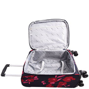 4 Wheel Cabin Size Suitcase Lightweight Soft Expandable Hand Luggage Multi Flower AT56 Blue