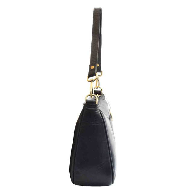 Womens Detachable Straps Leather Shoulder Bag ELLA Black 3