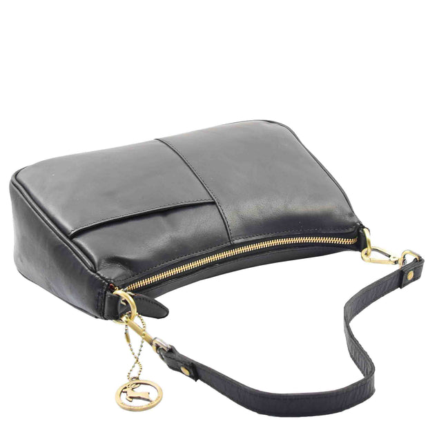 Womens Detachable Straps Leather Shoulder Bag ELLA Black 4