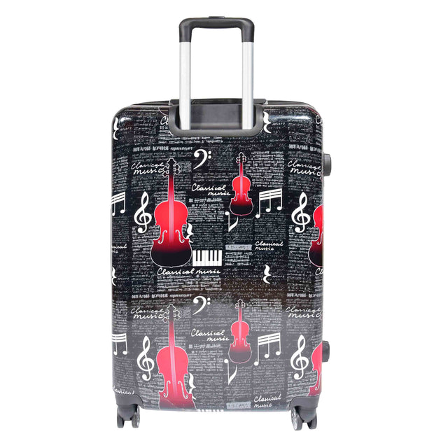 Dual 4 Wheel Luggage Hard Shell Music Print BELMORE 4