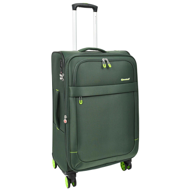 Dual 4 Wheel Soft Suitcases Lightweight Expandable Luggage TSA Lock Travel Bags Trivial Green