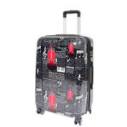 Dual 4 Wheel Luggage Hard Shell Music Print BELMORE 6