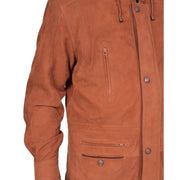 Gents Nubuck Leather Parka Coat Henry Tan Feature