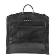 Exclusive Leather Slimline Travel Garment Bag Suit Carrier Dress Cover Remy Black Front 1