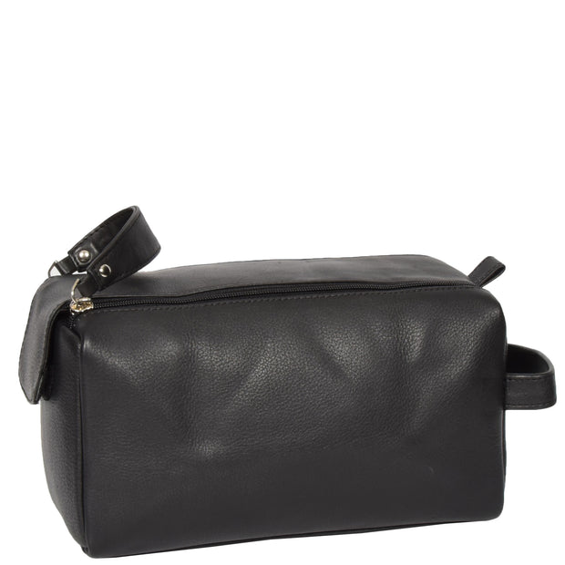 Genuine Soft Leather BLACK Travel Wash Bag A179 