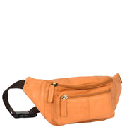 Real Leather Bum Bag Money Mobile Belt Waist Pack Travel Pouch A072 Sand Front