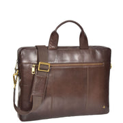 Laptop Briefcase Real Leather Business Bag Messenger Satchel Brown Nice