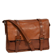 Mens Real Leather Satchel Messenger Bag Lewis Brown Feature