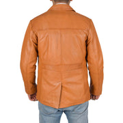 Mens Classic Blazer Buttoned Box Jacket Harris Tan back view