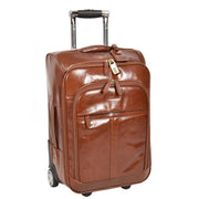 Real Leather Suitcase Cabin Trolley Hand Luggage A0518 Chestnut