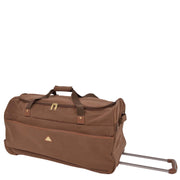 Wheeled Holdall 30" Large Camel Faux Leather Travel Duffle Bag Swoose Front Angle