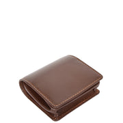 Real Leather Coin Tray Wallet Loose Change Case Brown AV21 Top