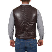 Mens Soft Leather Waistcoat Classic Gilet Bruno Brown back view
