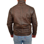 Mens Real Leather Vintage Brown Rub Off Antique Jacket Aron Back