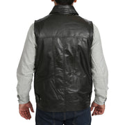 Countrymen Black Leather Waistcoat Multi Pockets Gilet Boyles Back