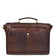 Genuine Leather Briefcase for Mens Business Office Laptop Bag Edgar Brown Back