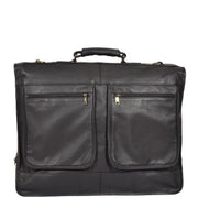 Genuine Luxury Leather Suit Garment Dress Carriers A112 Black Front