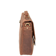 Mens REAL Leather Briefcase Vintage Look Satchel Shoulder Bag A167 Tan Side