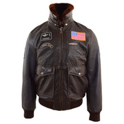 Mens Real Leather G-1 Style Rub Off Bomber Maverick Brown 3