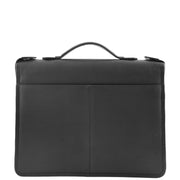 Black Leather A4 Ring Binder File Folio Office Bag Zip Organiser Braga Back 1
