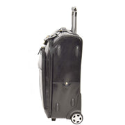 Real Leather Suitcase Cabin Trolley Hand Luggage A0518 Black Side 1