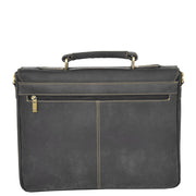 Mens REAL Leather Briefcase Vintage Look Satchel Shoulder Bag A167 Brown Back