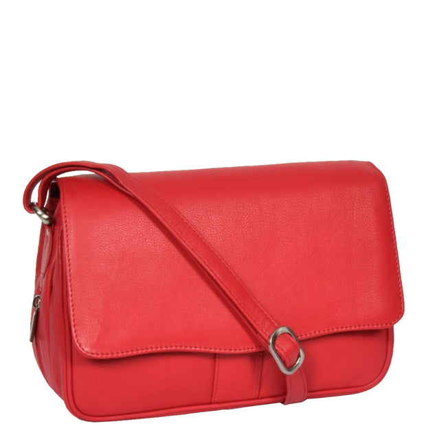 Womens Red Leather Shoulder Messenger Handbag Ada