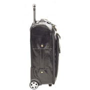 Real Leather Suitcase Cabin Trolley Hand Luggage A0518 Black Side 2