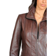 Womens Classic Fitted Biker Real Leather Jacket Nicole Brown Feature