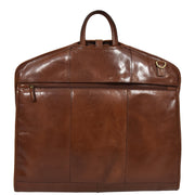 Luxury Leather Suit Carrier Bag Dress Garment Cover Finley Chestnut Back