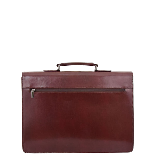 Brown Leather Briefcase For Mens Laptop Business Organiser Shoulder Bag Alvin Back