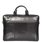 Laptop Briefcase Real Leather Business Bag Messenger Satchel Black Nice Front