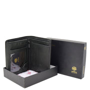 Mens Real Leather Bifold Wallet Credit Cards Coins Note Holder AV61 Black With Box