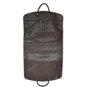 Genuine Soft Leather Suit Carrier Dress Garment Bag A173 Brown Front Open