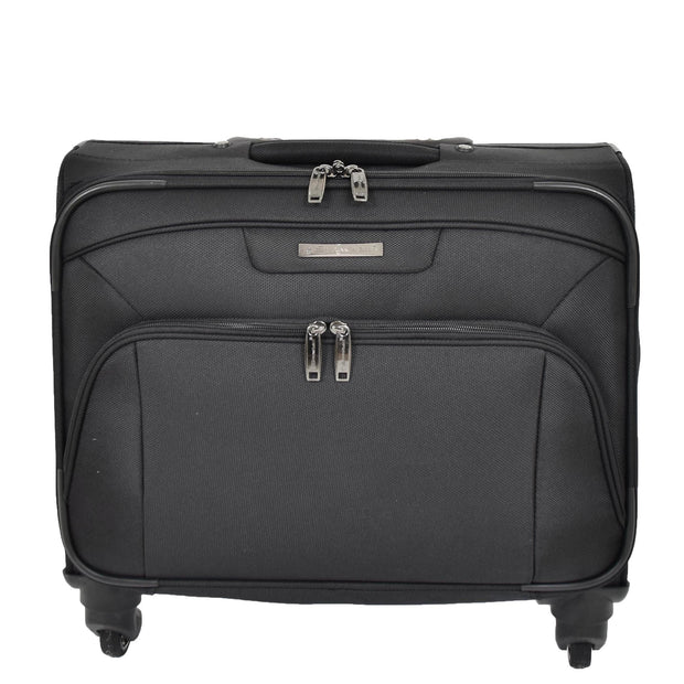 Wheeled Pilot Case Briefcase Business Travel Bag Hand Luggage Trolley Sabre Black Fornt