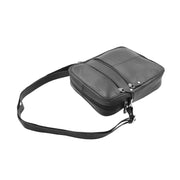 Mens Real Leather Shoulder Bag Cross Body Flight Pouch A155 Black Letdown