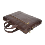 Laptop Briefcase Real Leather Business Bag Messenger Satchel Brown Nice Front Letdown