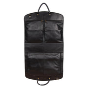 Genuine Soft Leather Suit Carrier Dress Garment Bag A173 Black Front Open