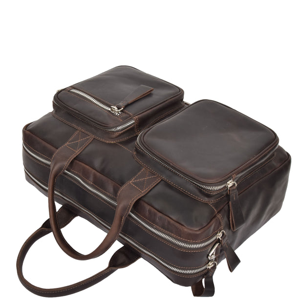 Pure Leather Briefcase Laptop Satchel Office Business Bag Otis Brown Letdown