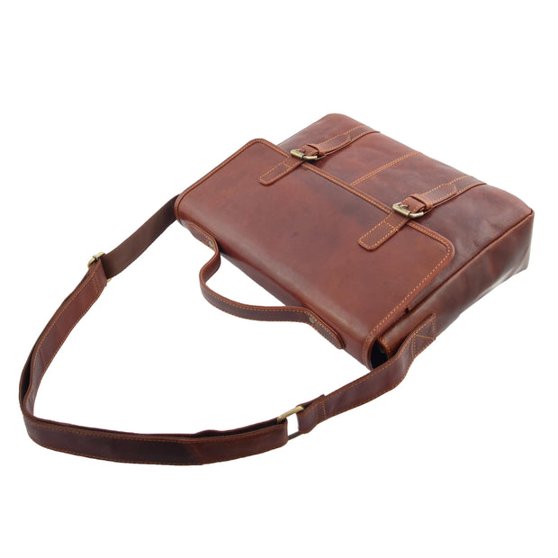 Mens Genuine Leather Briefcase Satchel Laptop Business Bag Major Brown Letdown