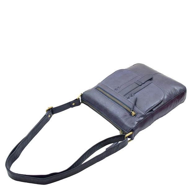 Womens Genuine Soft Vintage Leather Crossbody Messenger Bag Jill Navy 5