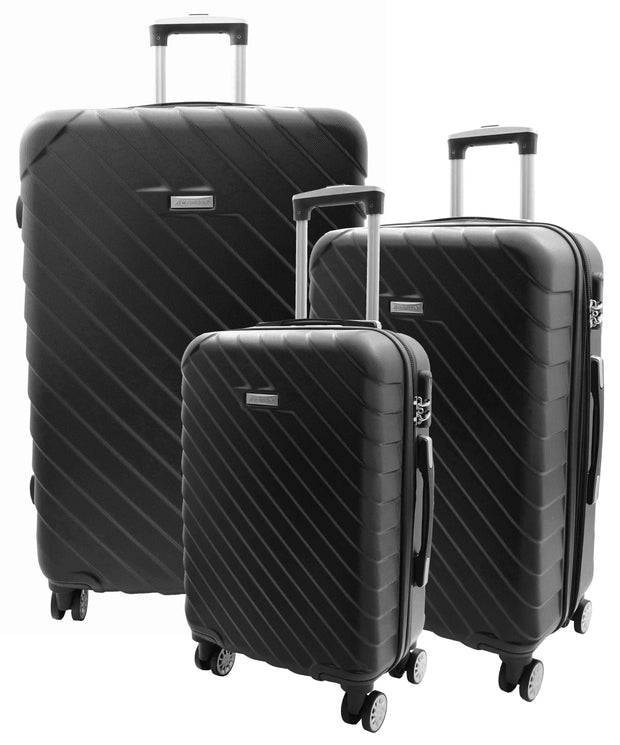4 Wheel Suitcases Hard Shell Black ABS Digit Lock Lightweight Luggage Travel Bag Melton